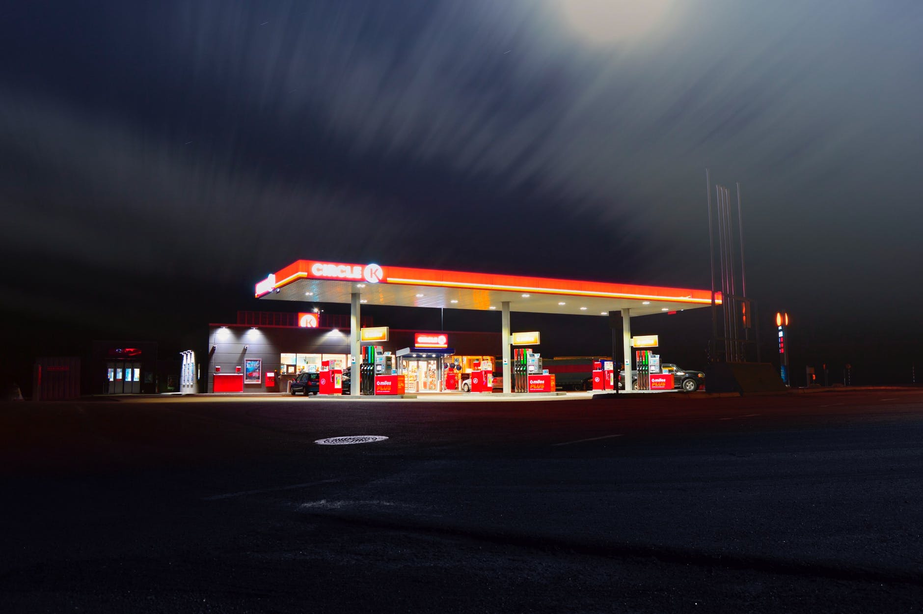 Image of a well-lit gas station for sale in Canada