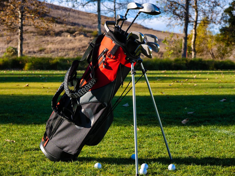 Golfing equipment on a golf pitch