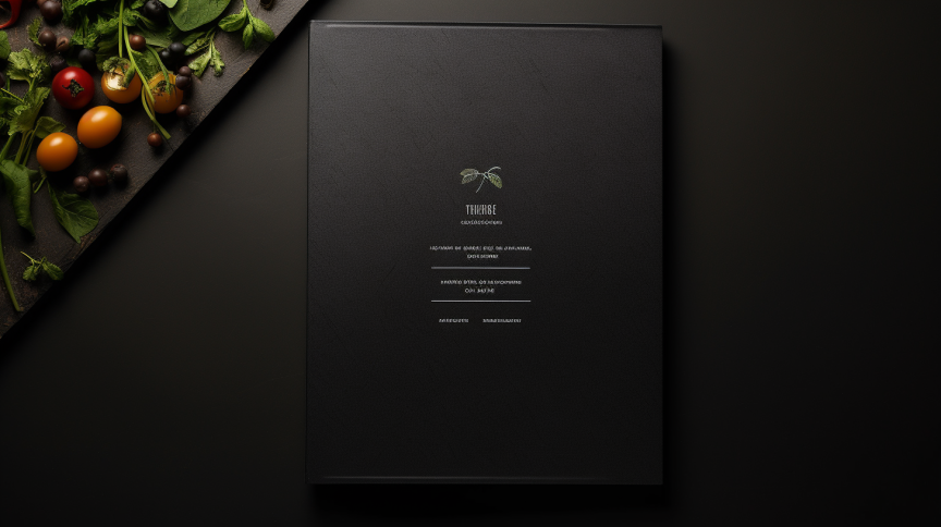 Guidebook on mastering the art of menu pricing strategy, surrounded by fresh produce on a dark surface.