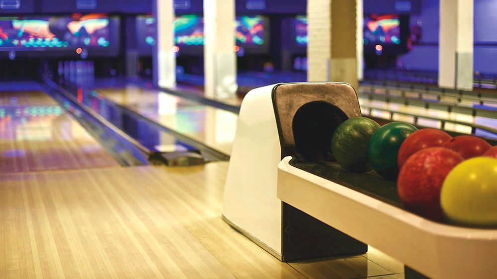 Image of a ball rack at a bowling alley for sale in Canada