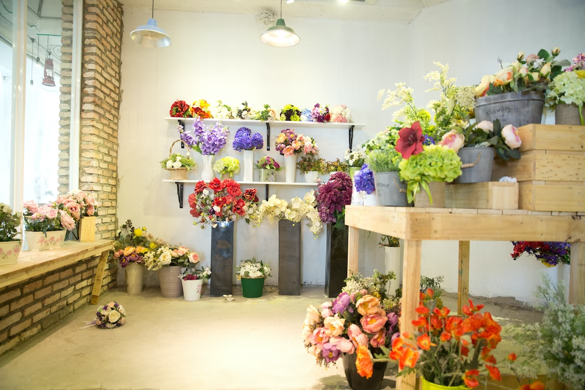 A selection of flower arrangements in a floral shop for sale in Canada